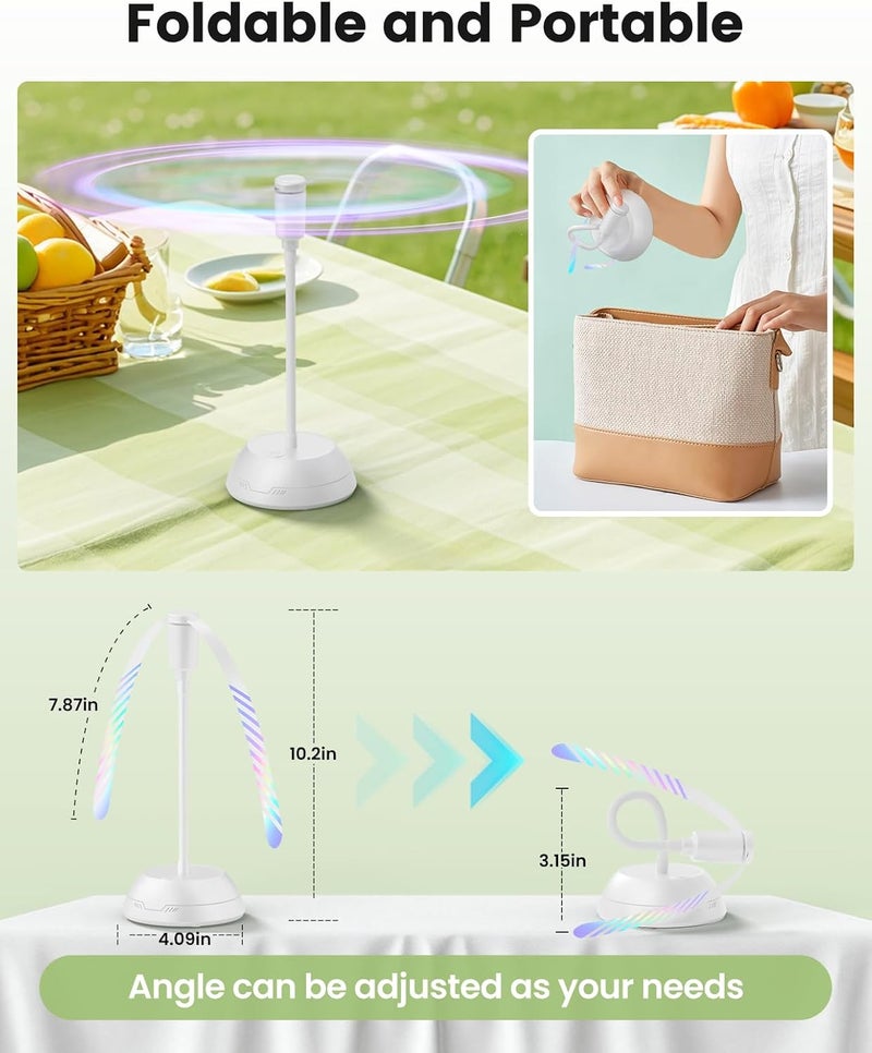 Edvision 4Pack Food Fan for Table, AA Battery Powered, Portable Fan with Flexible Gooseneck and Soft Blades, Soundless Table Fan for BBQ, Picnic, Party, Patio (Non-rechargeable,White) - Image 3